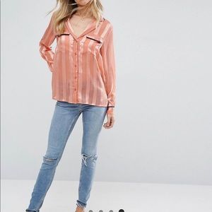 Peach ASOS satin pj blouse|size 10. Very light and airy. Dress up or down